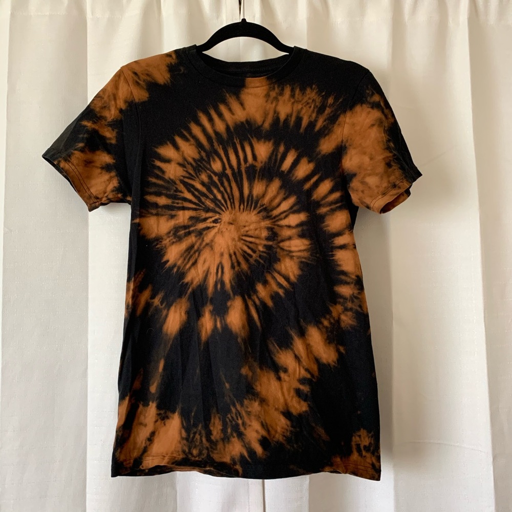 Custom Bleach Dye Black Scoop Neck Shirt